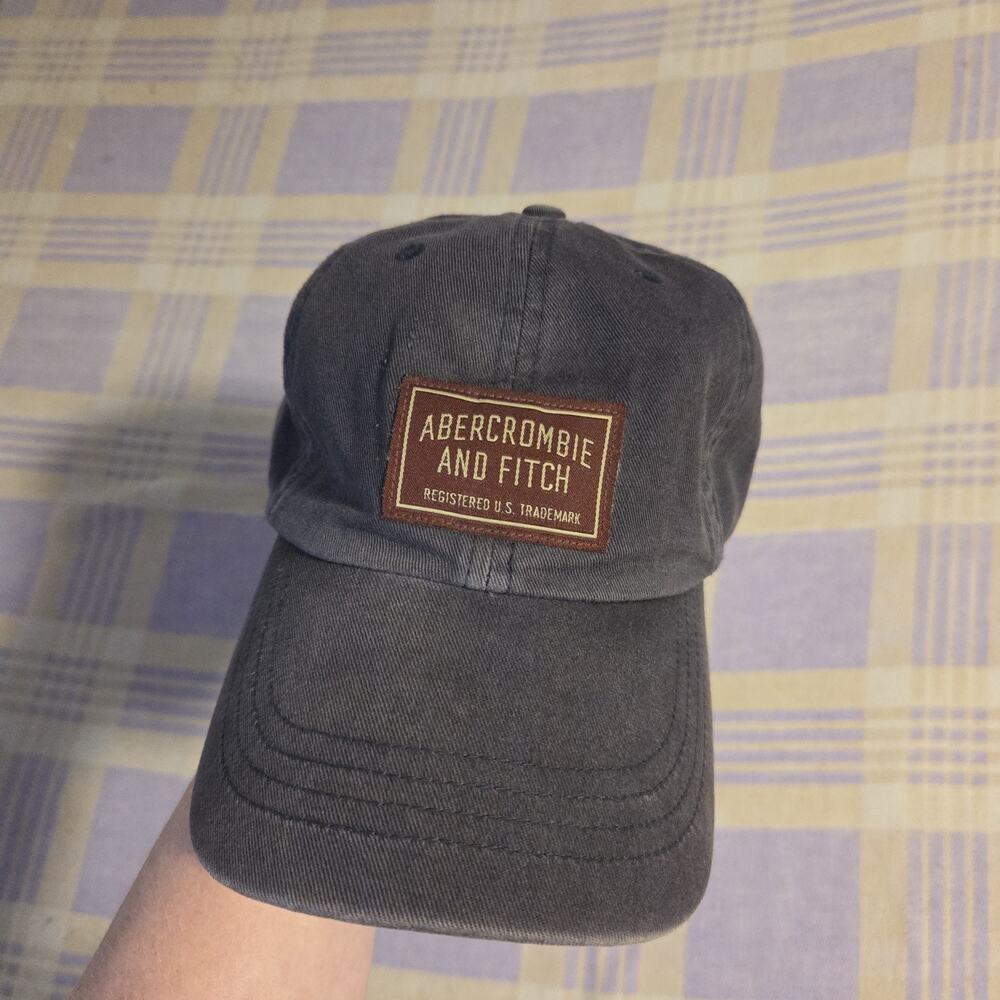 VTG 90s Abercrombie & Fitch Faded Hat Baseball Cap Leather Strapback Distressed